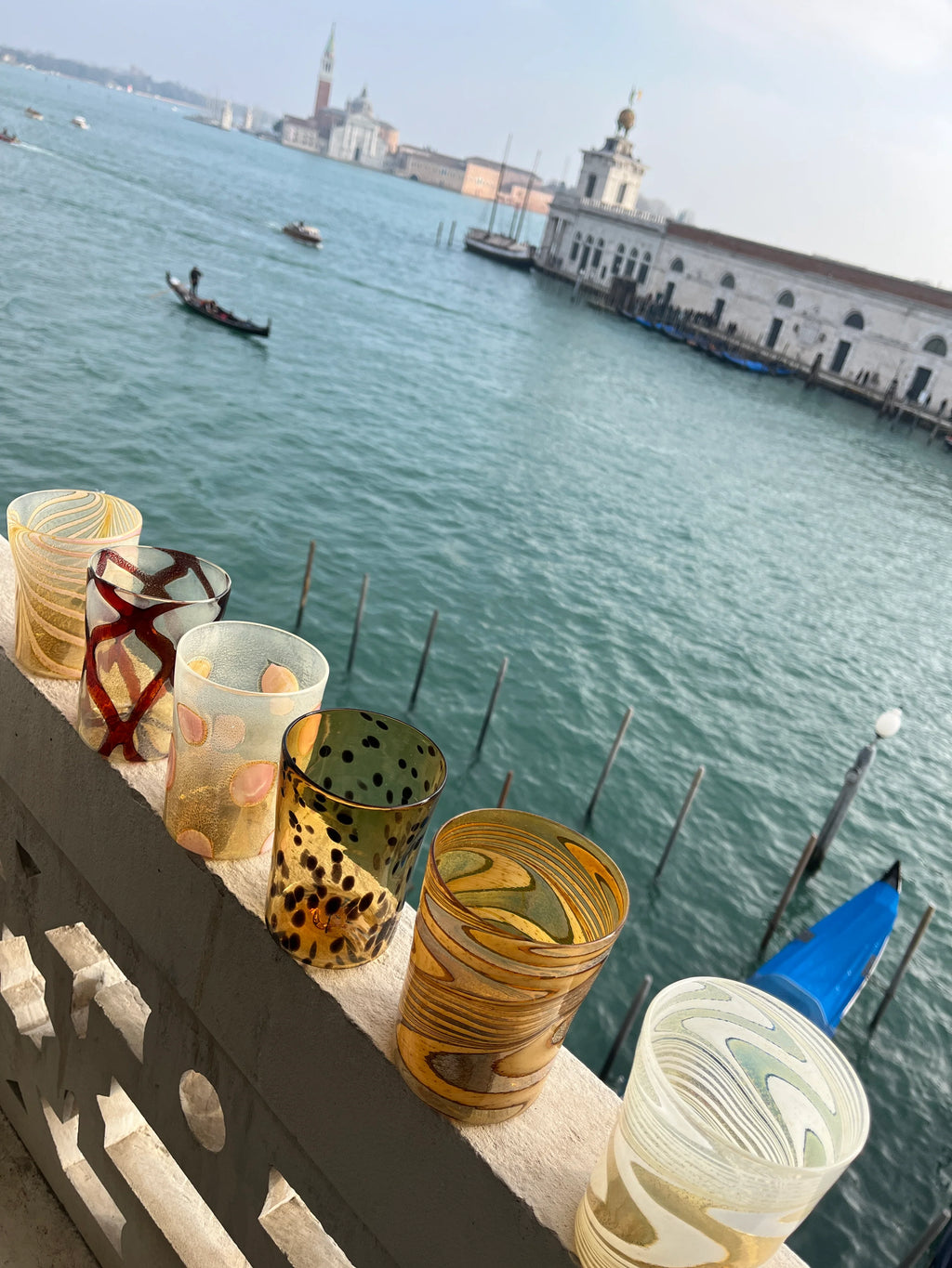 Ernest Handmade Murano Tumbler Glass - White & Gold