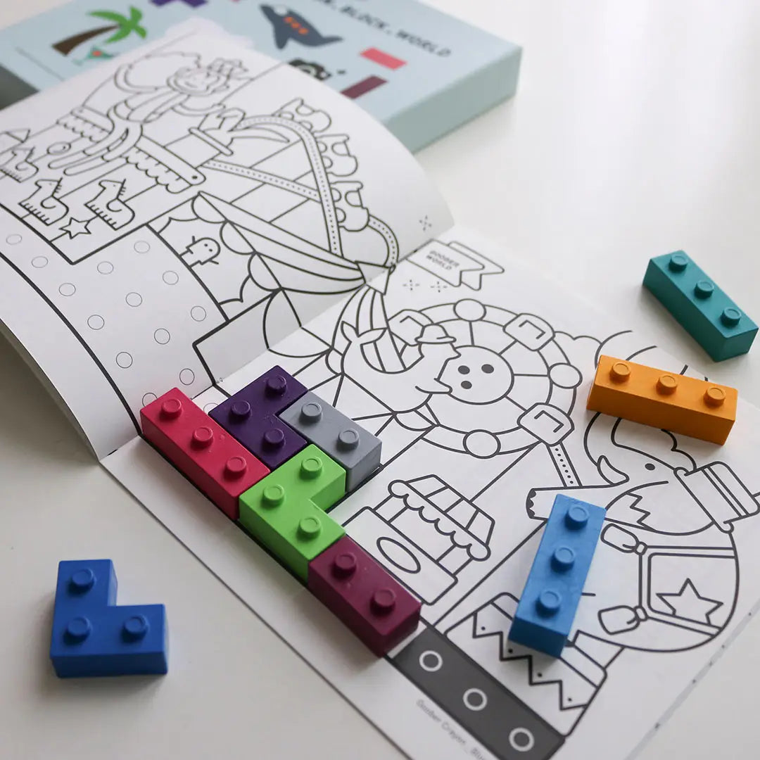 World Crayon Blocks & Coloring Book