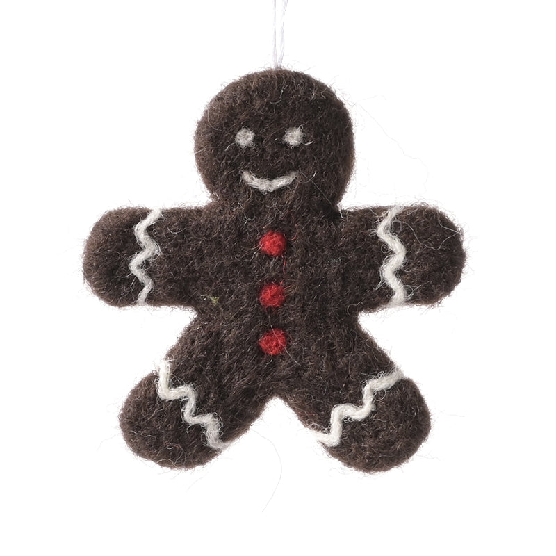 Wool Dark Brown Gingerbread Ornament