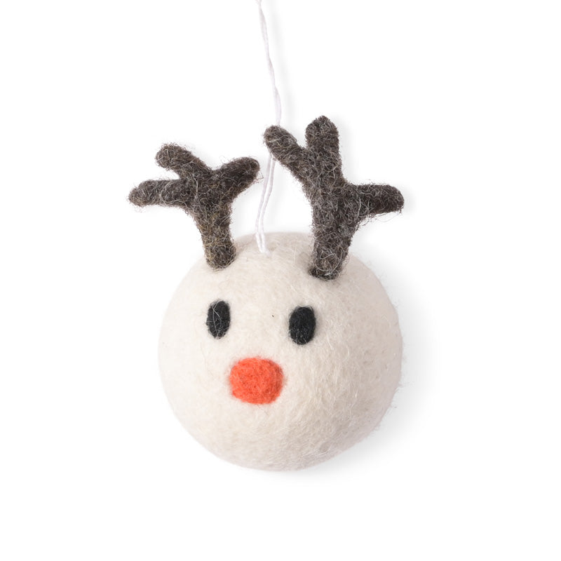 Wool White Reindeer Ornament