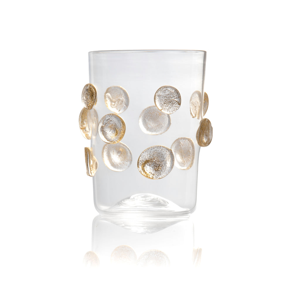 Athena Handmade Murano Tumbler Glass - Gold Applications
