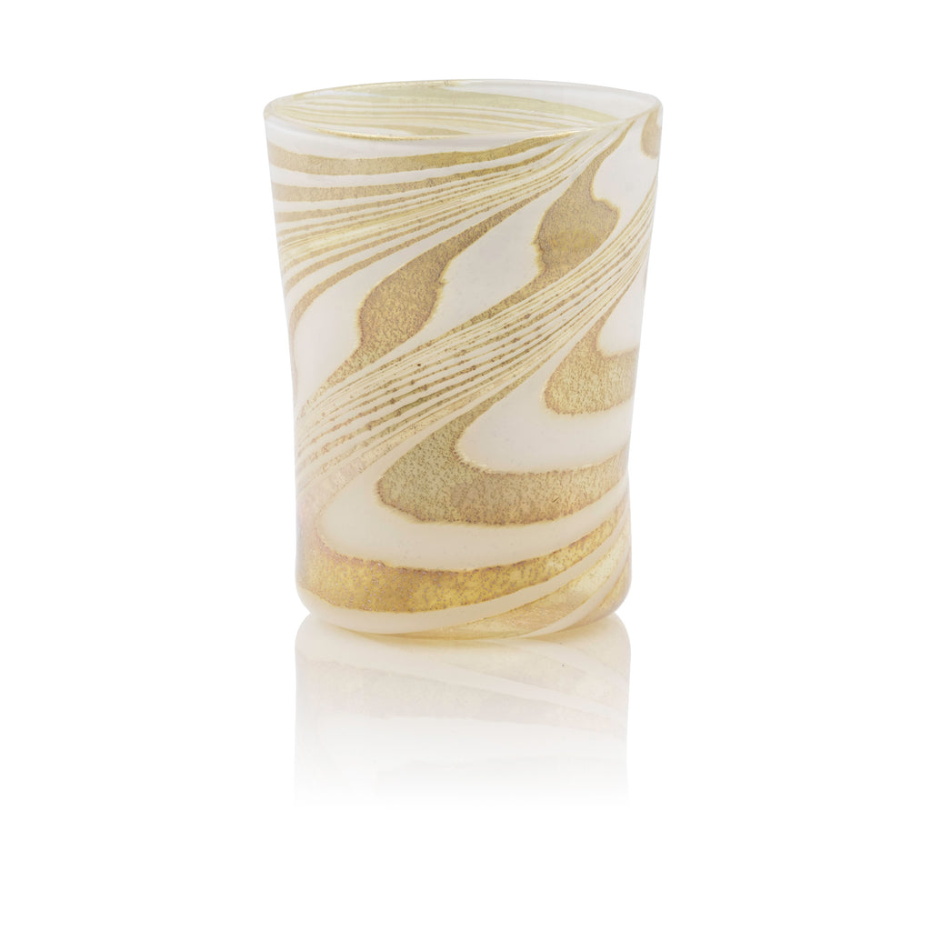 Ernest Handmade Murano Tumbler Glass - White & Gold