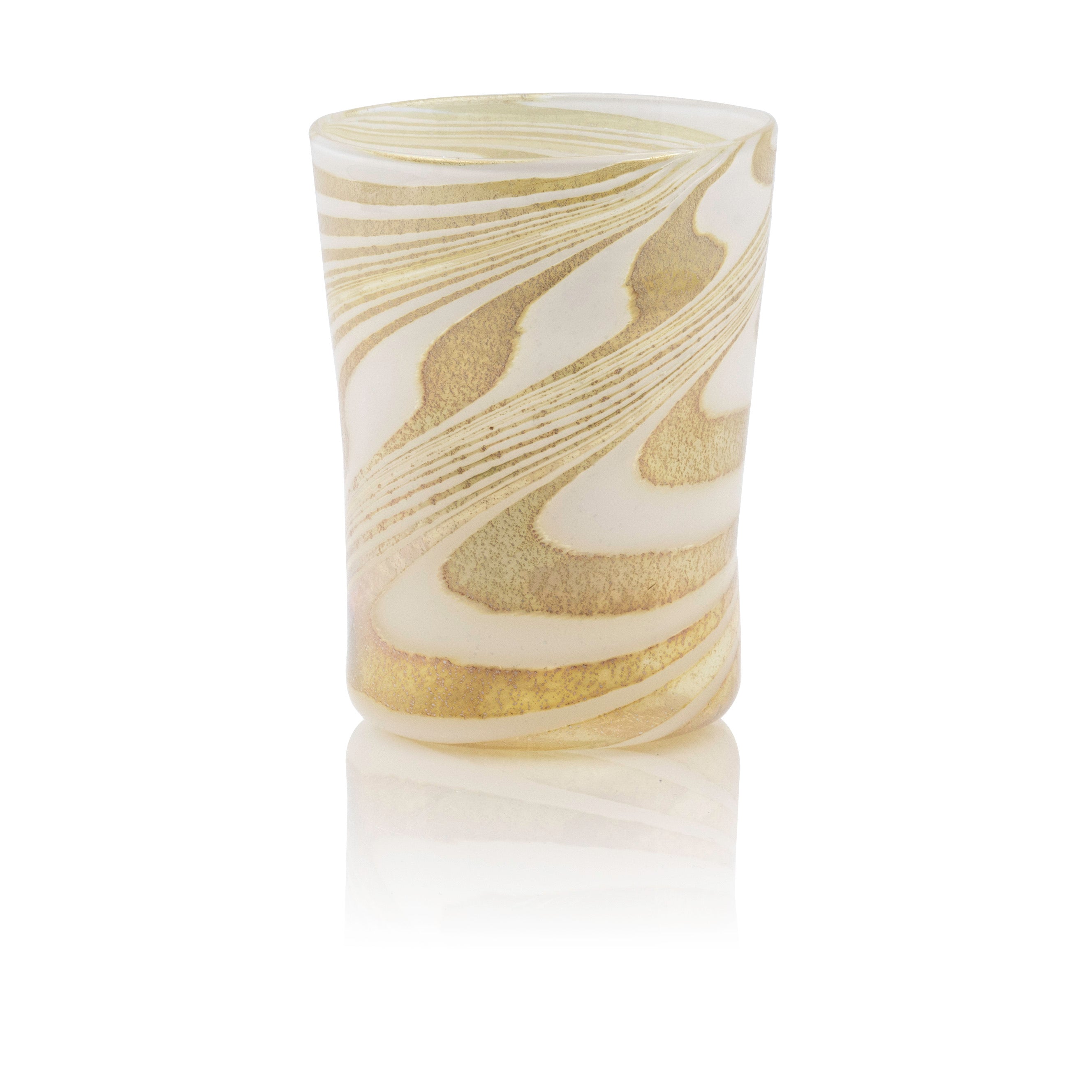 Ernest Handmade Murano Tumbler Glass - White & Gold