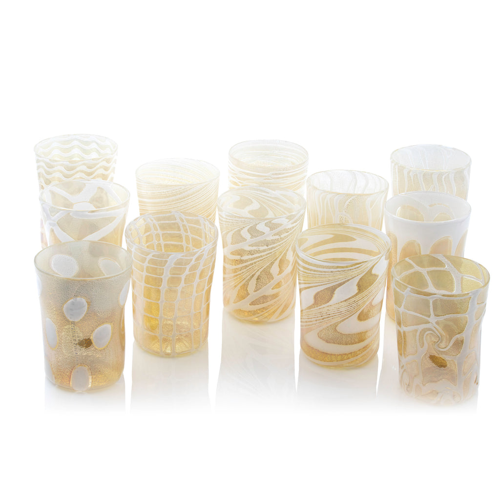 Ernest Handmade Murano Tumbler Glass - White & Gold