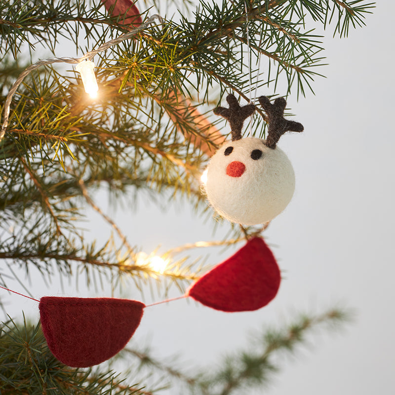 Wool White Reindeer Ornament