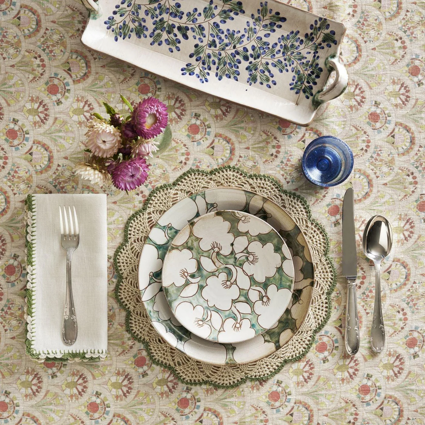 Ceramic Blue Branches Tray