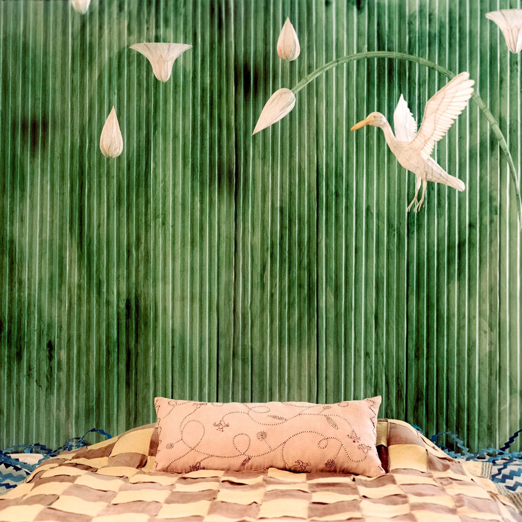 Lotus Trail Hand Embroidered Bolster Cover