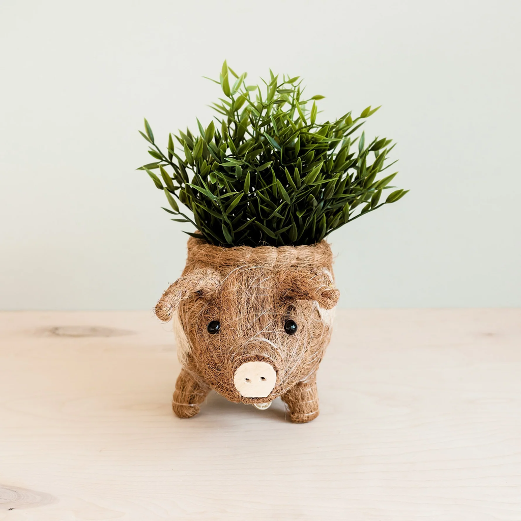 Handcrafted Country Pig Animal Planter