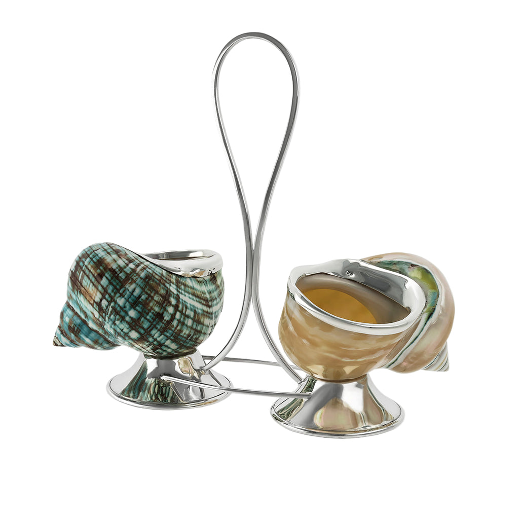 Turbo Shell & Silver Salt/Pepper Shaker